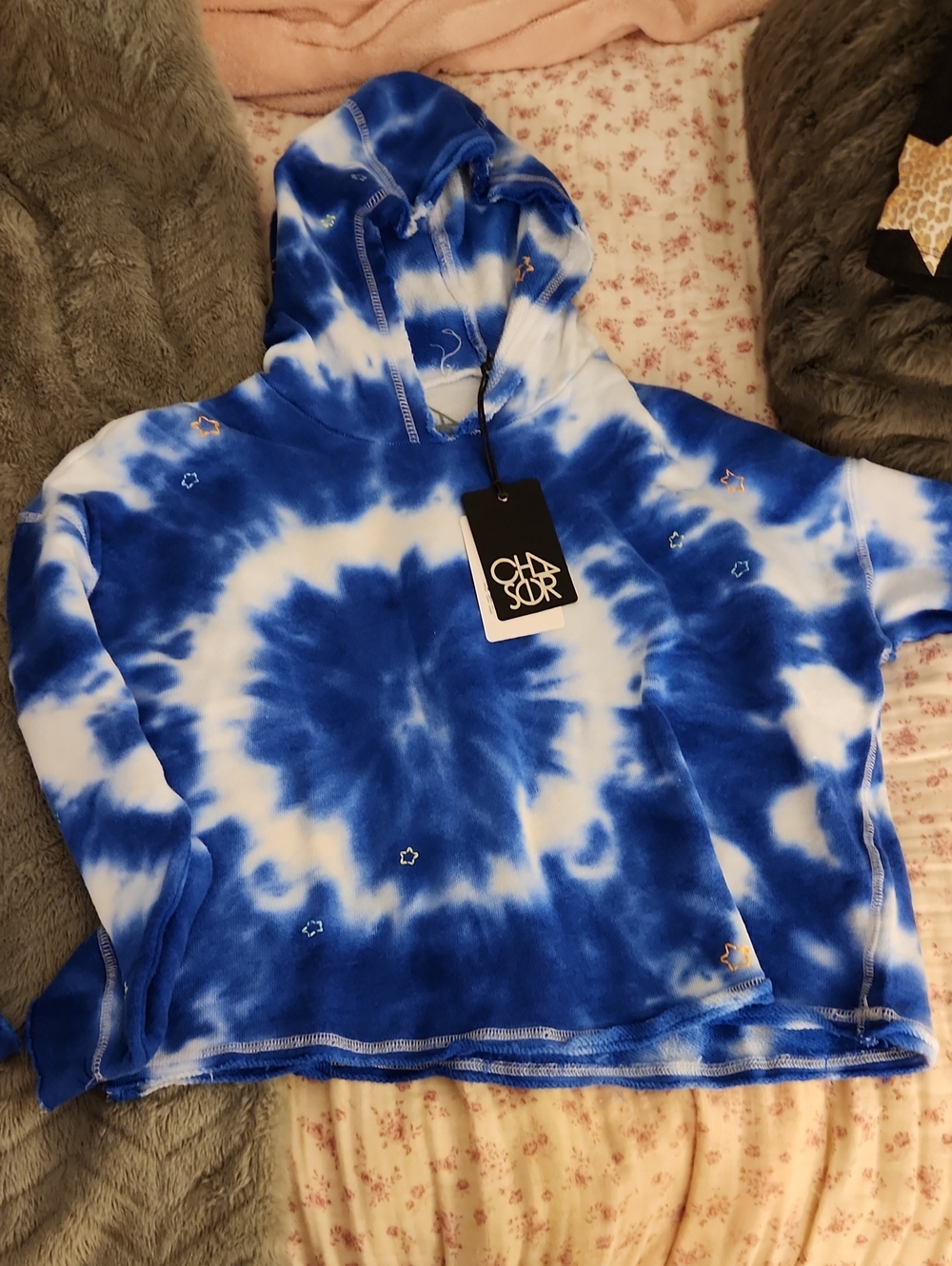 Chaser Kids Blue and White Tie-Dye Hoodie